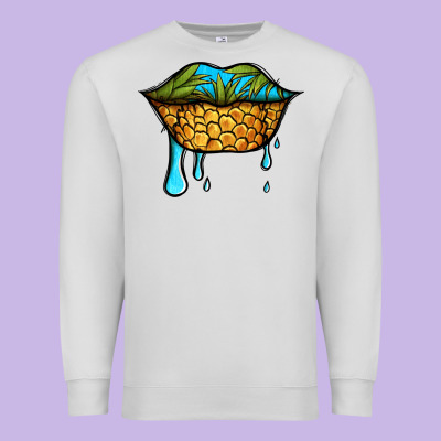Summer Vibes Pineapple Lips Premium Sweatshirt Designed By Jasminsmagicworld