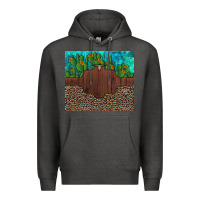 Charcoal Heather custom cactus and sunflowers leopard turquoise Premium Hoodie - Artiststas