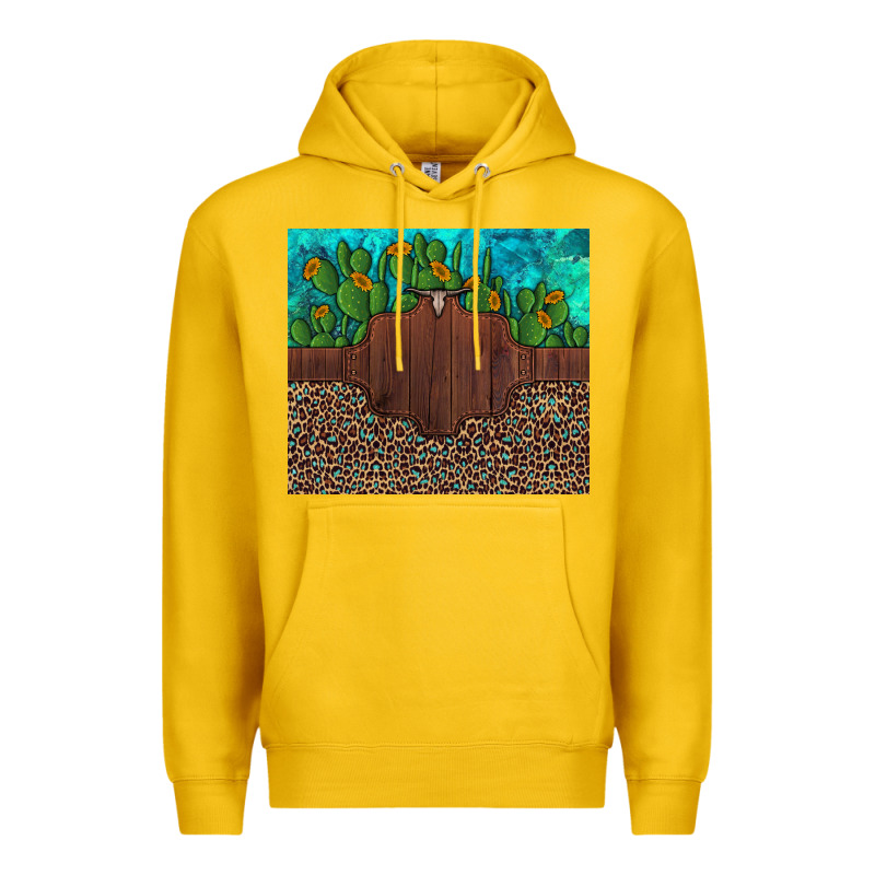 Custom Cactus And Sunflowers Leopard Turquoise Premium Hoodie by Artiststas | Teevron
