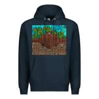 Navy custom cactus and sunflowers leopard turquoise Premium Hoodie - Artiststas