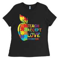 Black Autism Teach Accept Understand Love Ladies Tee - CowhideDigitalArt