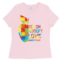 Bubblegum Pink Autism Teach Accept Understand Love Ladies Tee - CowhideDigitalArt