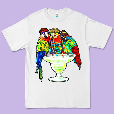 Parrots Drinking Margarita Hawaiian Premium Tee Designed By Artisfamous