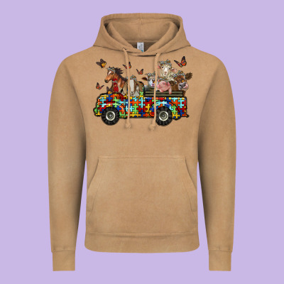 Farm Animals Autism Vintage Hoodie Designed By Racoondesign