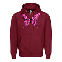 Burgundy floral pink butterfly Zipper Hoodie - Jasminsmagicworld