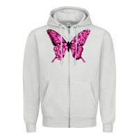 Dove Grey floral pink butterfly Zipper Hoodie - Jasminsmagicworld