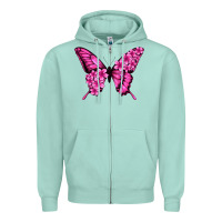 Seafoam floral pink butterfly Zipper Hoodie - Jasminsmagicworld