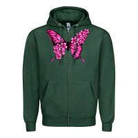 Sports Green floral pink butterfly Zipper Hoodie - Jasminsmagicworld