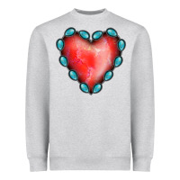 Heather Grey Gemstone Red Heart Heavyweight Sweatshirt - Jasminsmagicworld