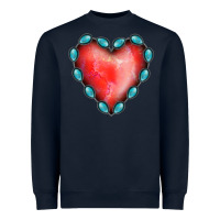 Navy Gemstone Red Heart Heavyweight Sweatshirt - Jasminsmagicworld