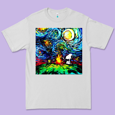 Starry Night Print Van Gogh Parody Premium Tee Designed By Artisfamous