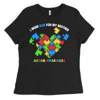 Black Wear Blue For My Brother Autism Ladies Tee - CowhideDigitalArt