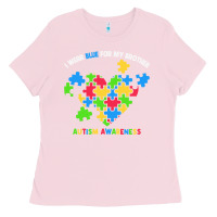 Bubblegum Pink Wear Blue For My Brother Autism Ladies Tee - CowhideDigitalArt