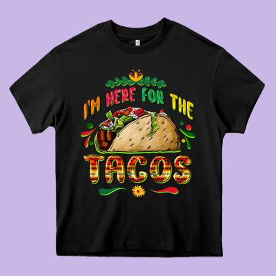 I'm Here For The Tacos Heavy Core Tee Designed By Fadigitalartstudio