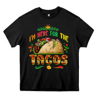 Black I'm here for the tacos Heavy Core Tee - FaDigitalArtStudio