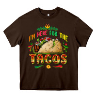 Chocolate Brown I'm here for the tacos Heavy Core Tee - FaDigitalArtStudio