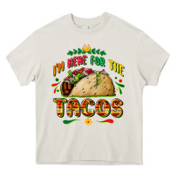 Cream I'm here for the tacos Heavy Core Tee - FaDigitalArtStudio