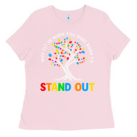 Bubblegum Pink Why Fit In Autism Awareness Ladies Tee - CowhideDigitalArt