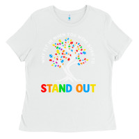 White Why Fit In Autism Awareness Ladies Tee - CowhideDigitalArt