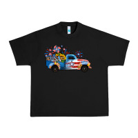 Black USA 4th of July Sunflower Truck Urban Heavy Tee - Jasminsmagicworld