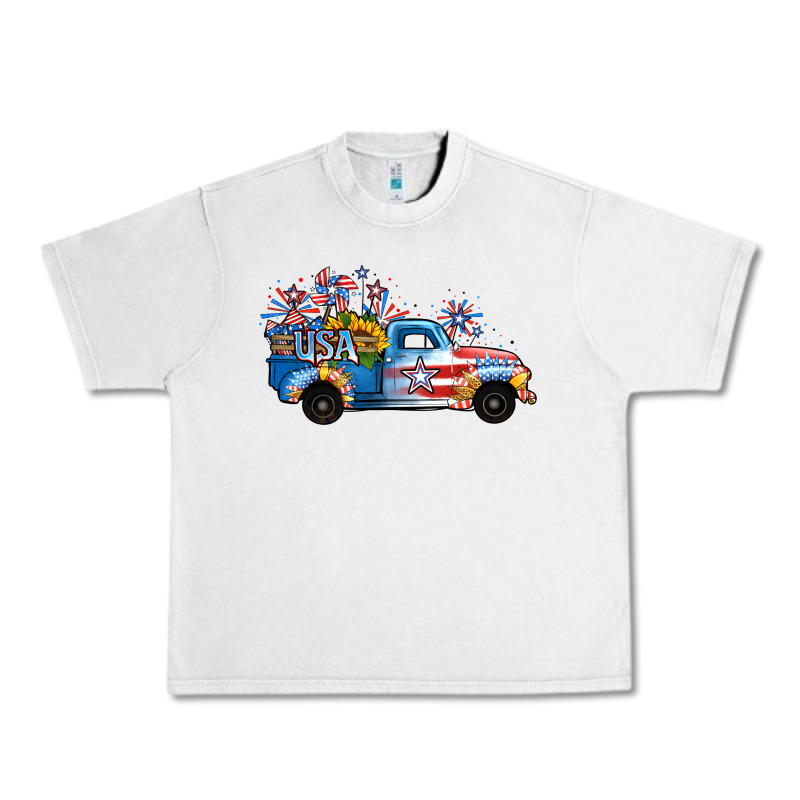 Usa 4th Of July Sunflower Truck Urban Heavy Tee by Jasminsmagicworld | Teevron