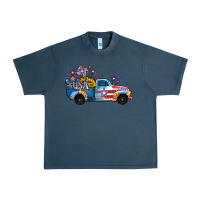 Midnight Navy USA 4th of July Sunflower Truck Urban Heavy Tee - Jasminsmagicworld