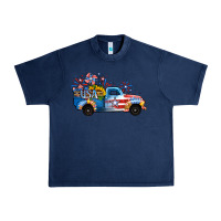 Navy USA 4th of July Sunflower Truck Urban Heavy Tee - Jasminsmagicworld