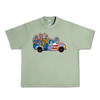 Oil Green USA 4th of July Sunflower Truck Urban Heavy Tee - Jasminsmagicworld