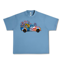 Pebble Blue USA 4th of July Sunflower Truck Urban Heavy Tee - Jasminsmagicworld