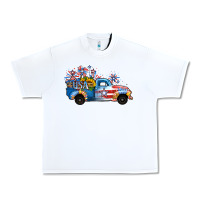 White USA 4th of July Sunflower Truck Urban Heavy Tee - Jasminsmagicworld