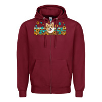 Burgundy western corgi dog Zipper Hoodie - Jasminsmagicworld