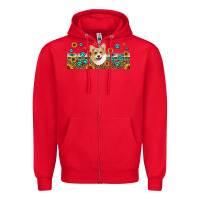 Red western corgi dog Zipper Hoodie - Jasminsmagicworld