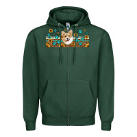 Sports Green western corgi dog Zipper Hoodie - Jasminsmagicworld