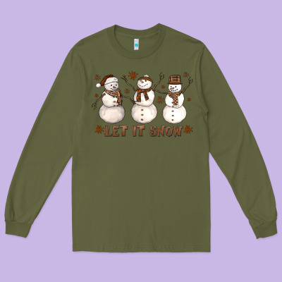Let It Snow Snowmen Long Sleeve Tee Designed By Lillyallendesigns