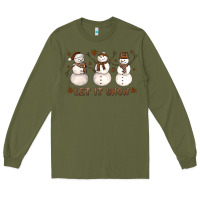 Army Green Let It Snow Snowmen Long Sleeve Tee - LillyAllenDesigns