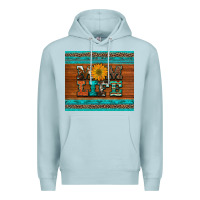 Blue Mist mom life leopard cowhide turquoise aztec Premium Hoodie - Artiststas