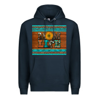 Navy mom life leopard cowhide turquoise aztec Premium Hoodie - Artiststas