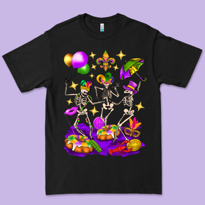Mardi Gras Skeletons Premium Tee Designed By Bundleandbundleshop