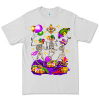 Dove Grey Mardi Gras Skeletons Premium Tee - BundleAndBundleShop