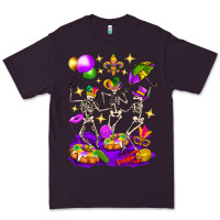 Plum Mardi Gras Skeletons Premium Tee - BundleAndBundleShop