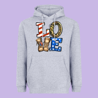 Love 4th Of July Army Veteran Heavyweight Hoodie Designed By Jasminsmagicworld