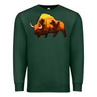 Sports Green western bison Premium Sweatshirt - Jasminsmagicworld