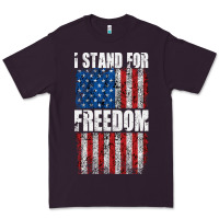 I Stand For Freedom With A Distressed American Flag Premium Tee | Teevron