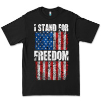 Black I STAND FOR FREEDOM WITH A DISTRESSED AMERICAN FLAG Premium Tee - artisFamous