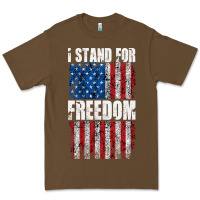 Cacao I STAND FOR FREEDOM WITH A DISTRESSED AMERICAN FLAG Premium Tee - artisFamous