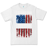 White I STAND FOR FREEDOM WITH A DISTRESSED AMERICAN FLAG Premium Tee - artisFamous