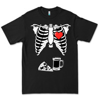 Dad Skeleton Halloween Beer Pizza Premium Tee | Teevron