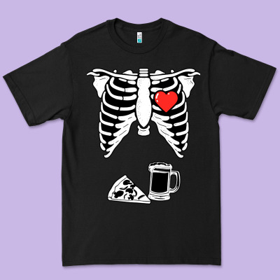 Dad Skeleton Halloween Beer Pizza Premium Tee Designed By Artisfamous