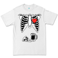 White dad skeleton halloween beer pizza Premium Tee - artisFamous