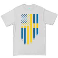 Dove Grey Sweden Swedish Roots American Flag | Canadian Roots Premium Tee - artisFamous